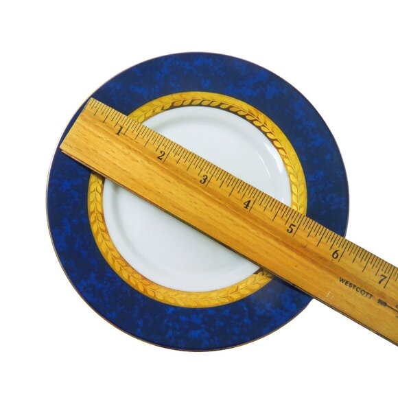 TWO (2) RETRONEU IMPERIAL COLLECTION '95 Blue 22K Gold Band 6" Saucer Plate - Picture 6 of 6